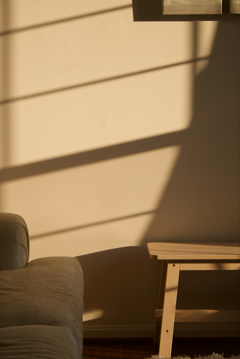 a table and chair in a room