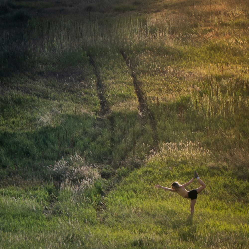 a person lying on the grass