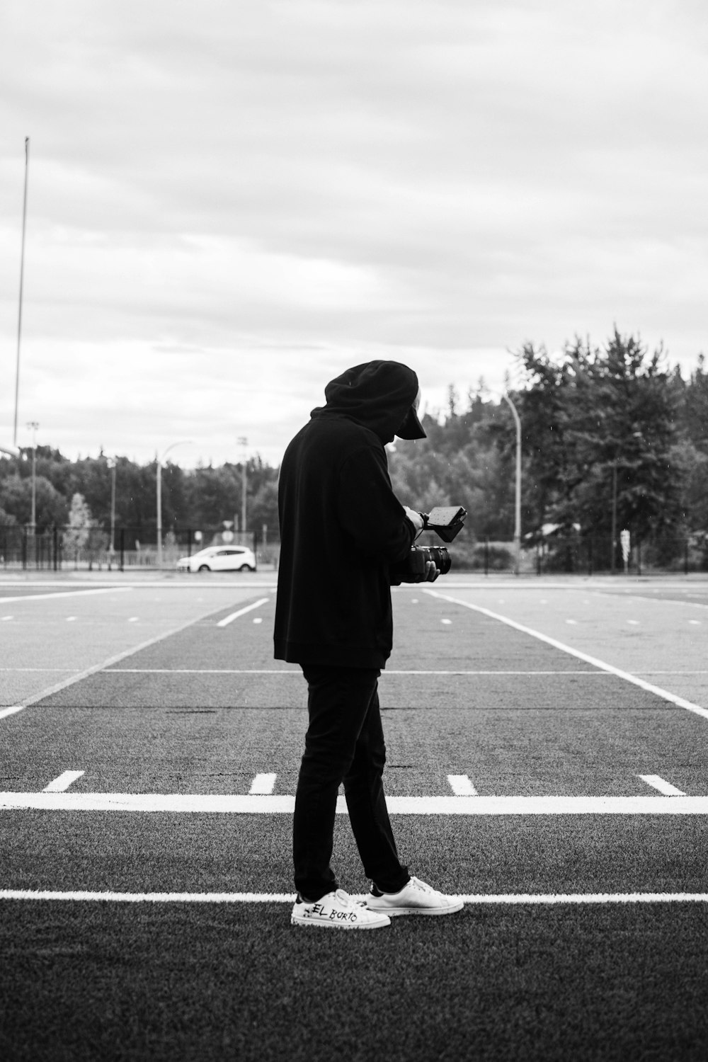 a person holding a camera