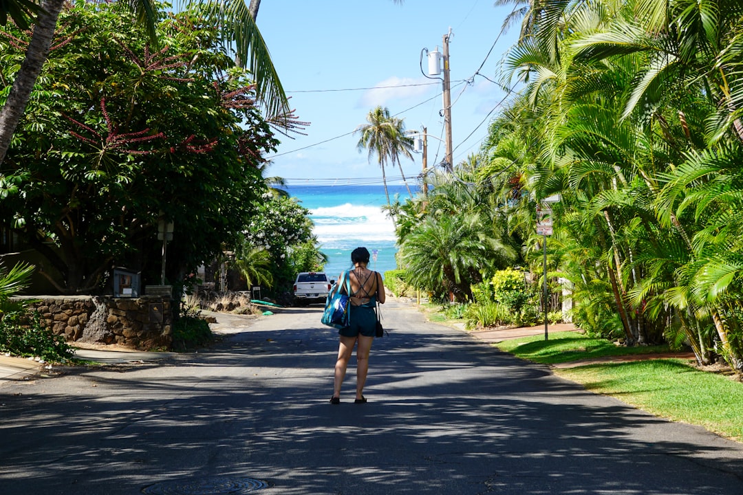 a person walking down a street,