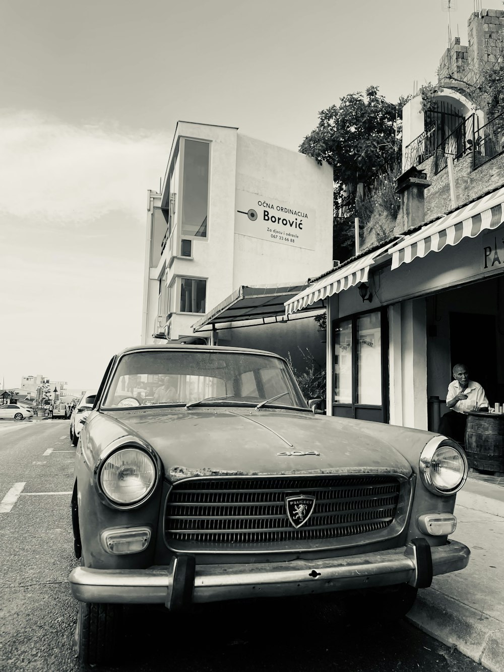 a car parked on the side of a road