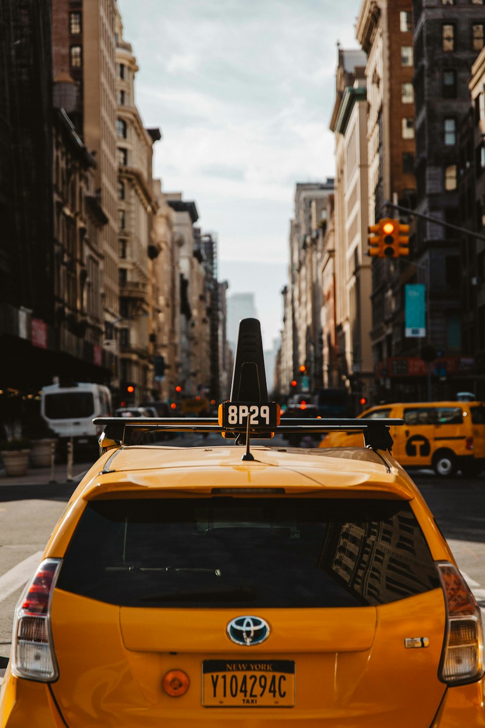 a taxi cab in a city