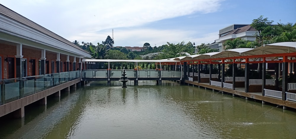 a body of water with buildings along it