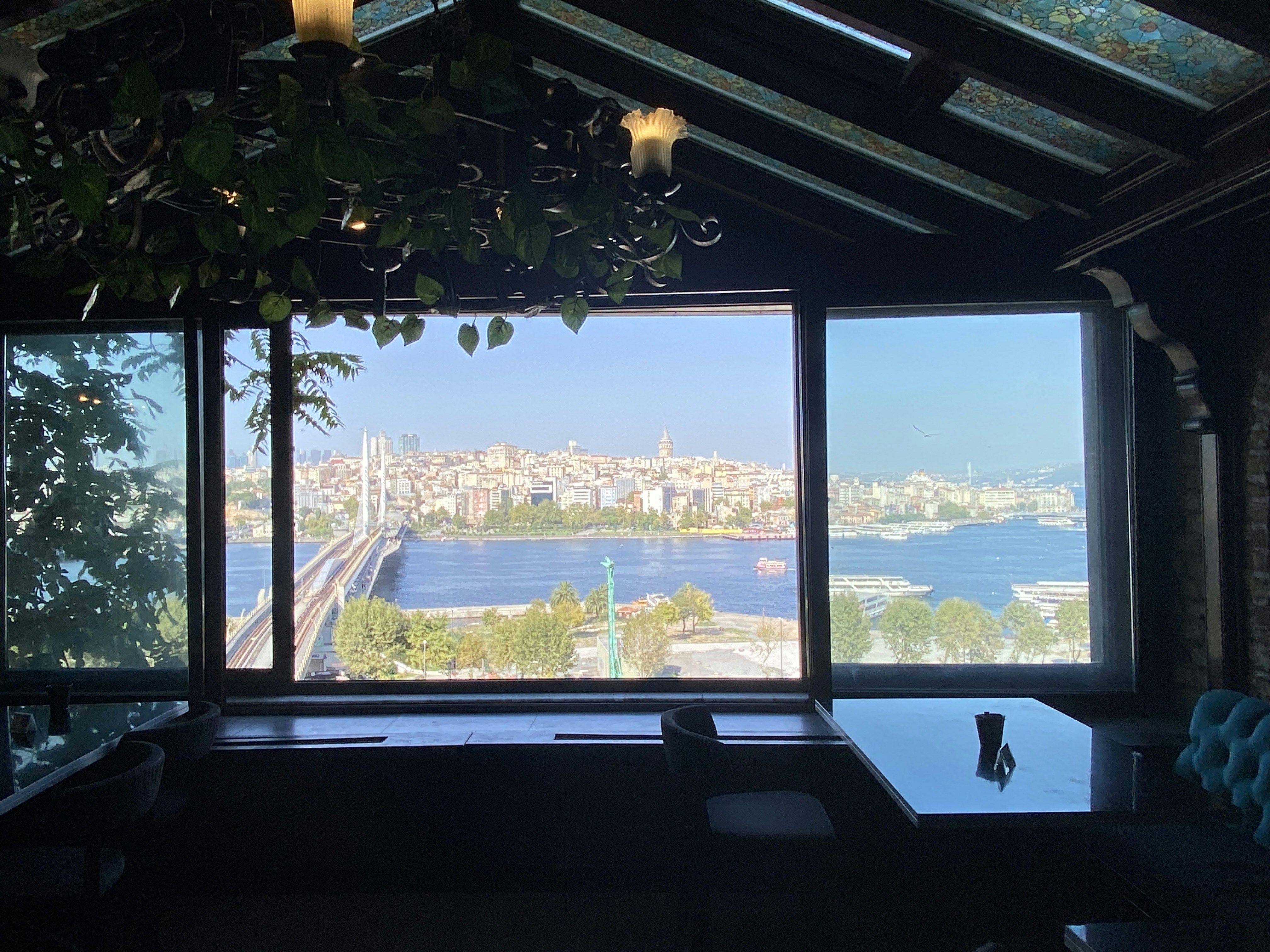 A high-end restaurant with a view.