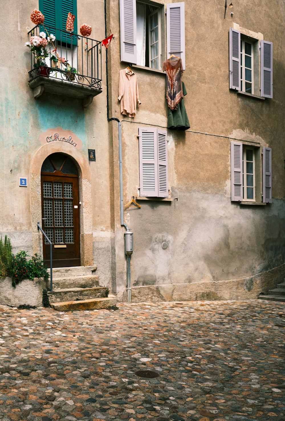 a building with windows and a door