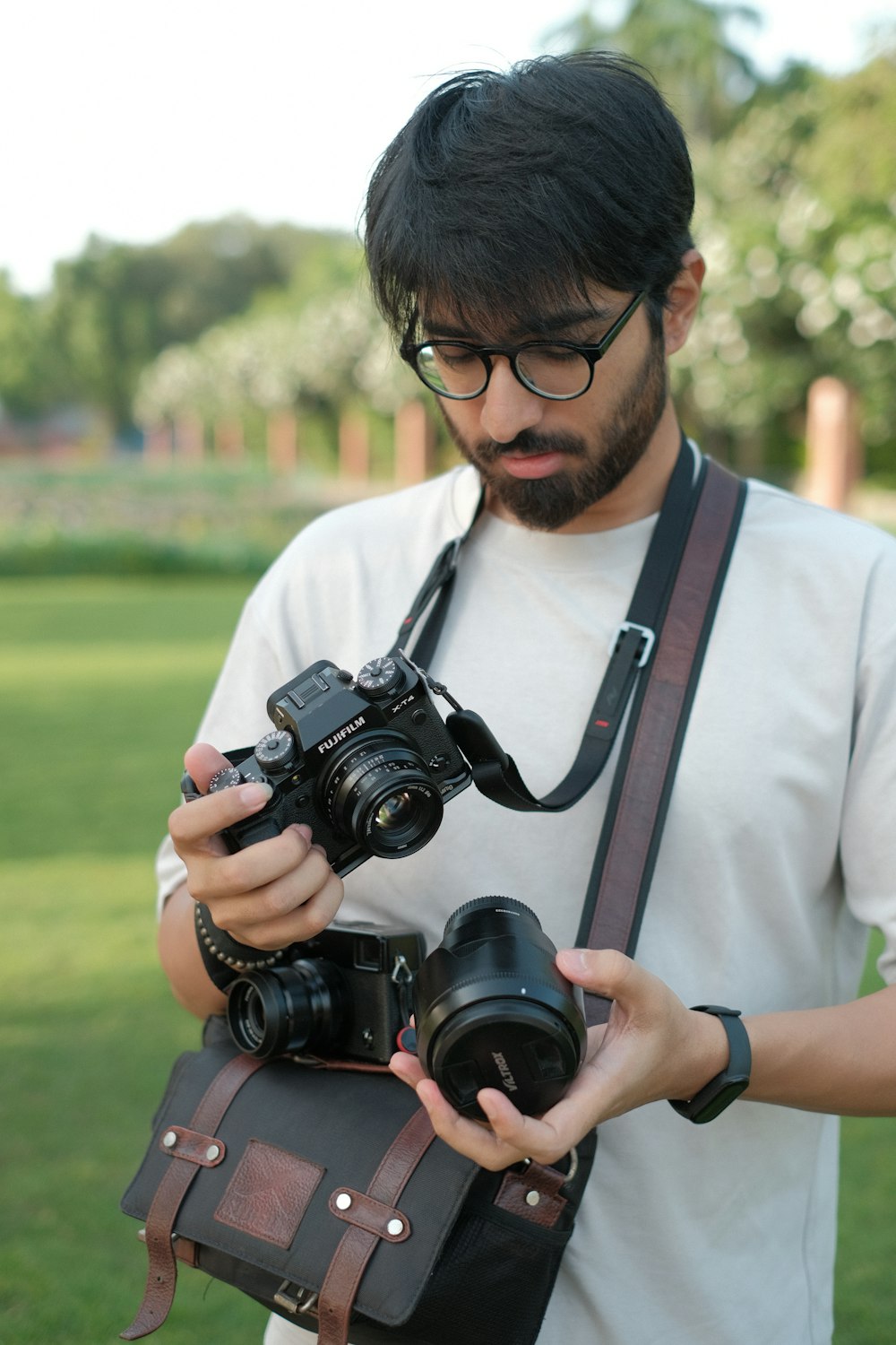 a man holding a camera