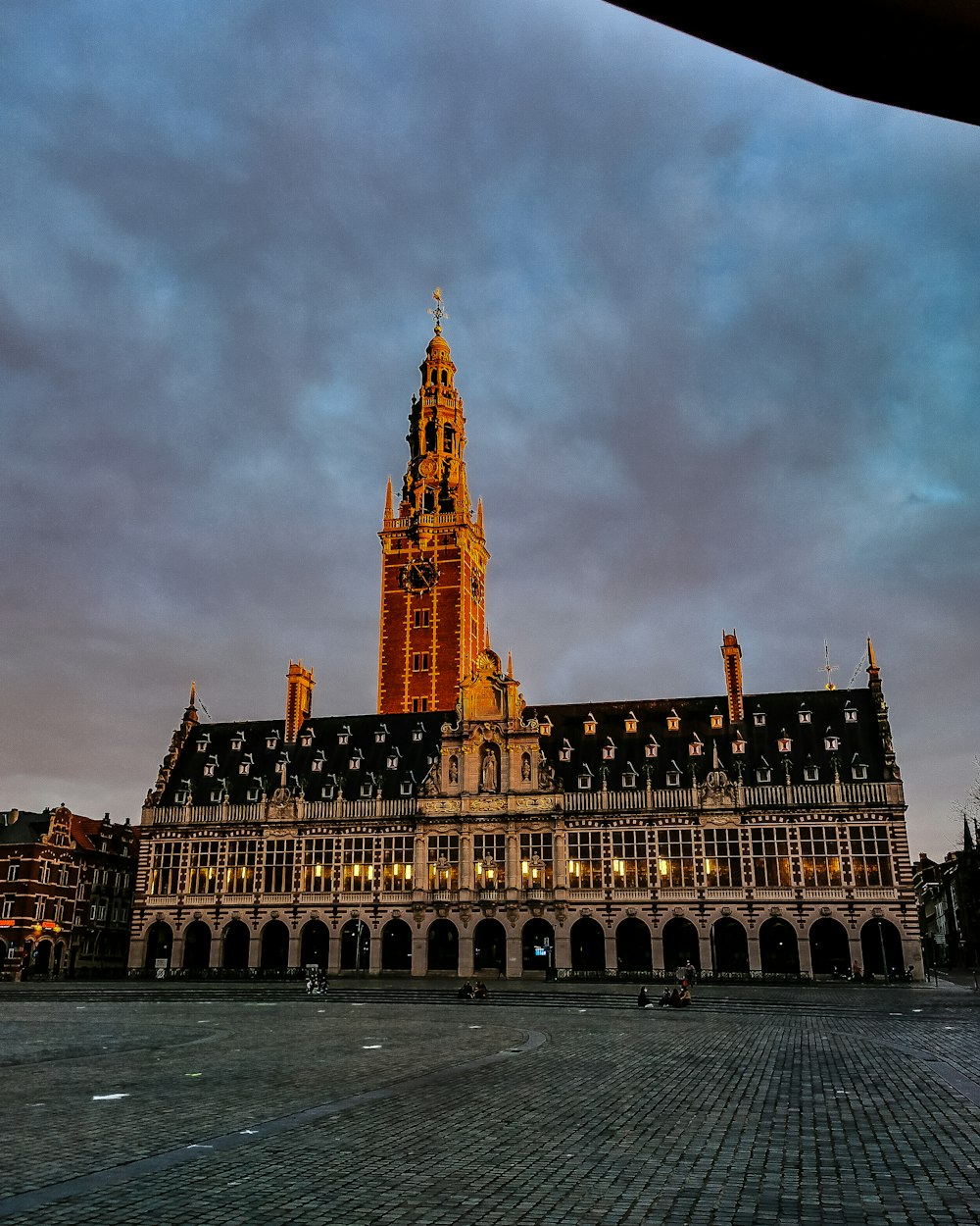 a large building with a tower