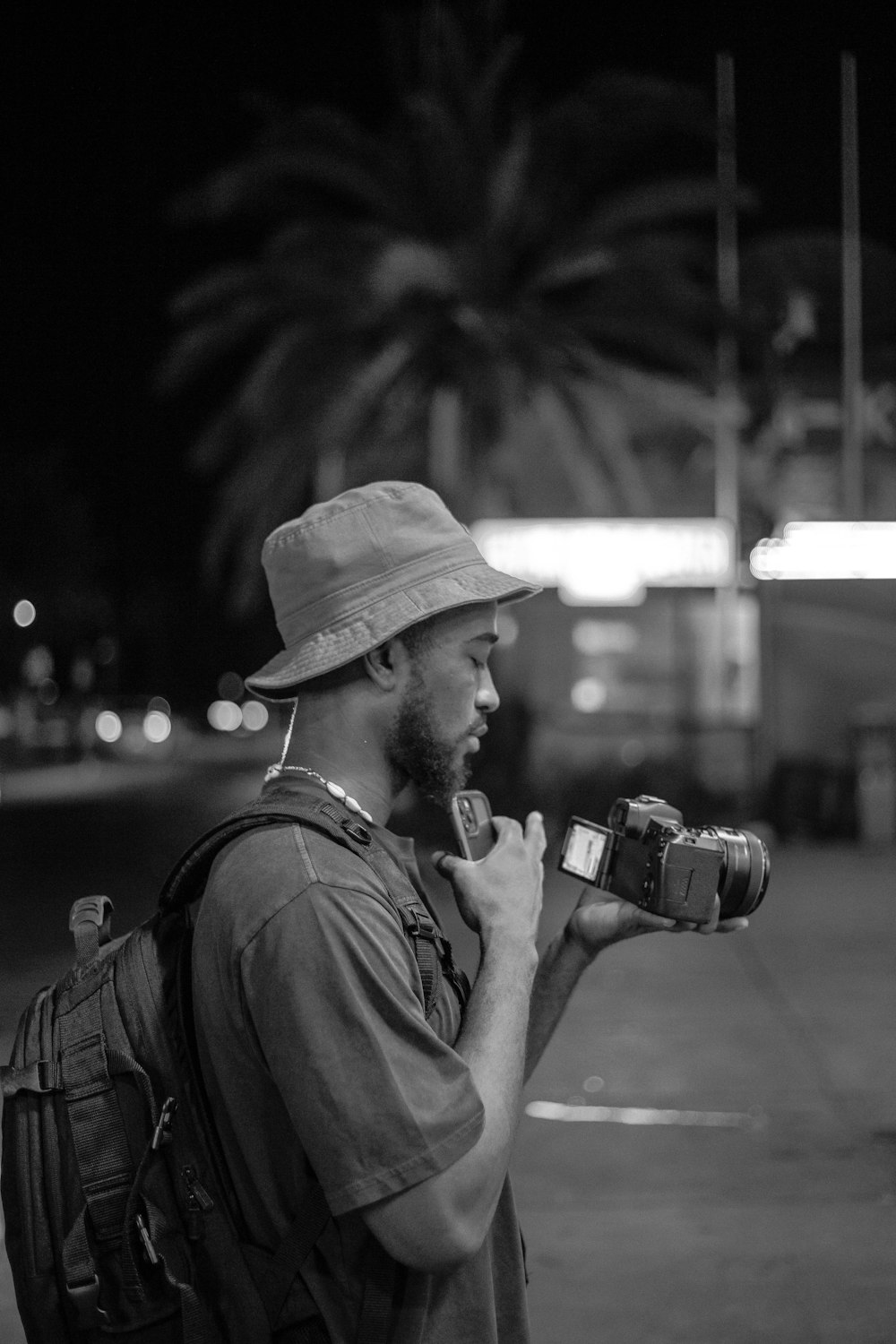 a man holding a camera