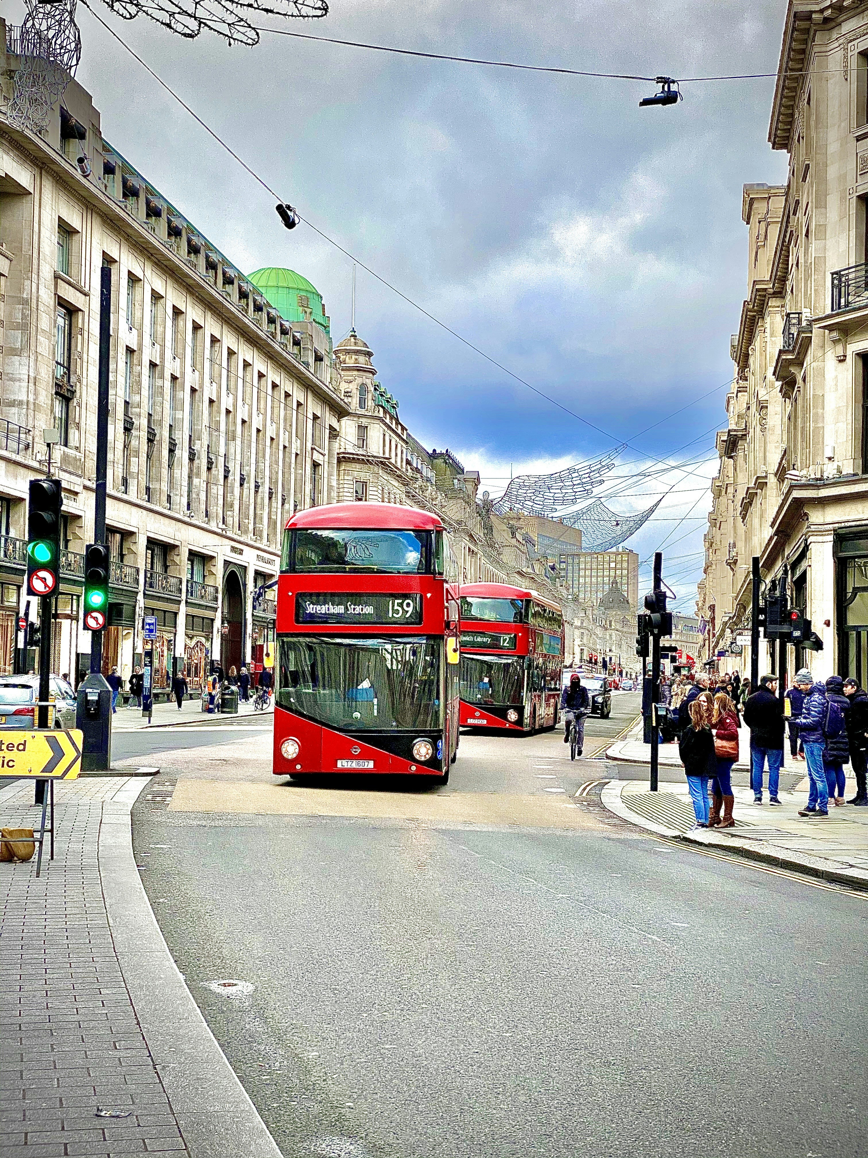 double decker buses on the street