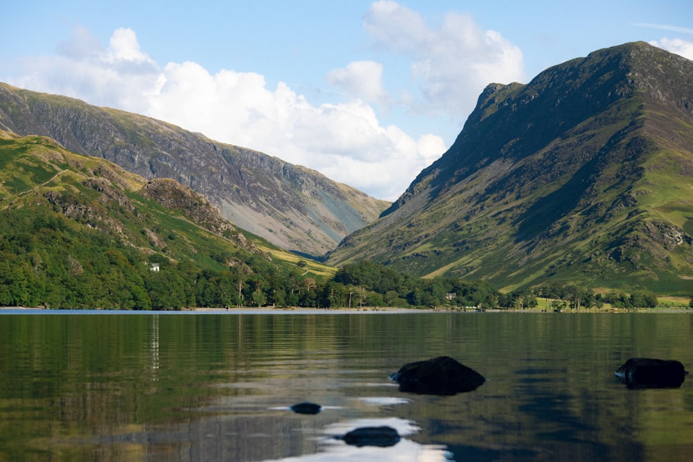 Nærøyfjord with mountains in the background