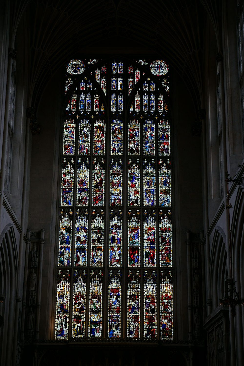 a large stained glass window