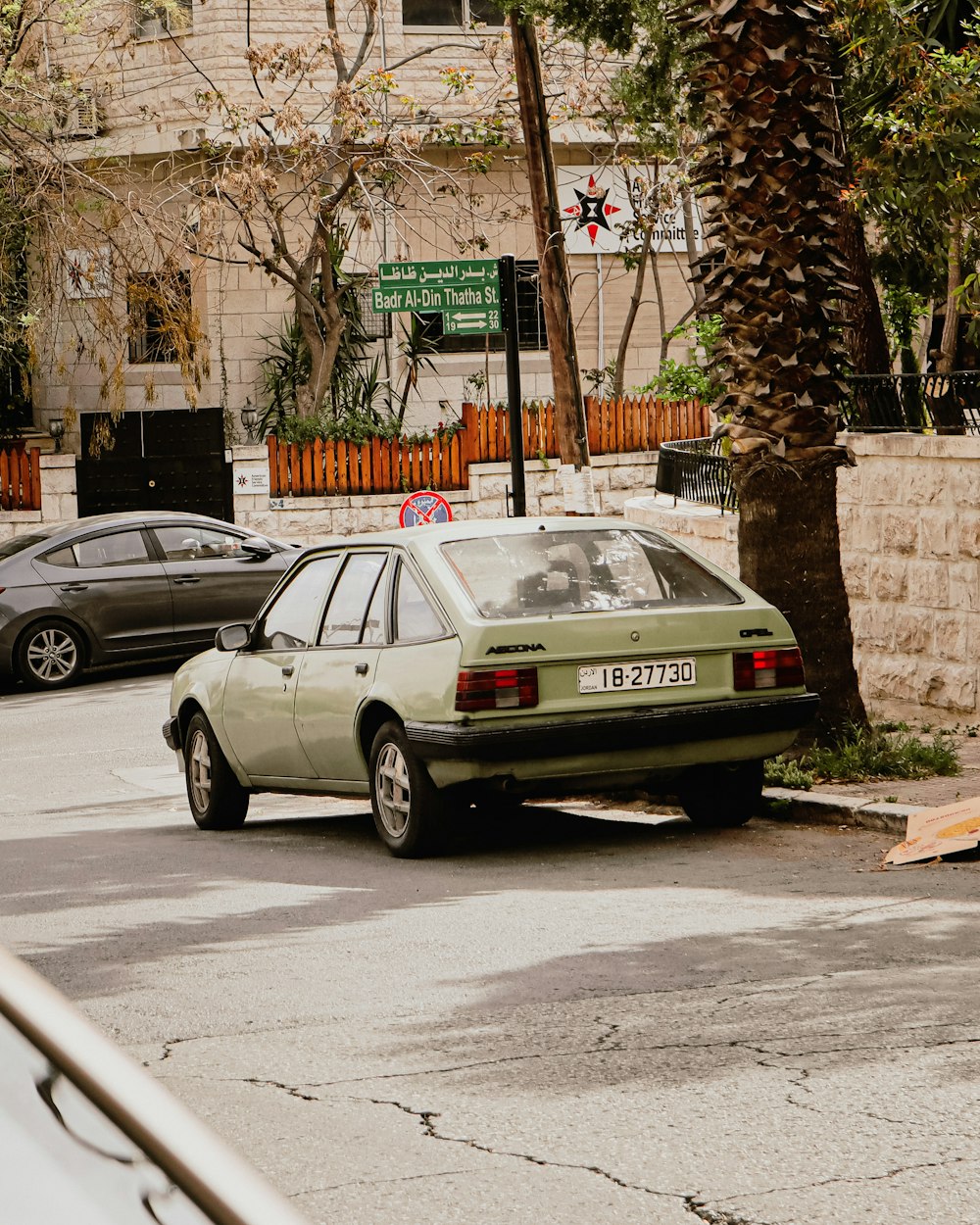 a car parked on the side of a road