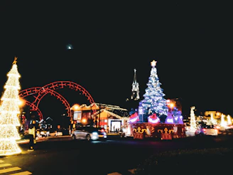 a large christmas tree with lights