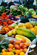 a bunch of fruits and vegetables at a market