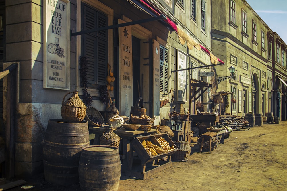 a street with old buildings