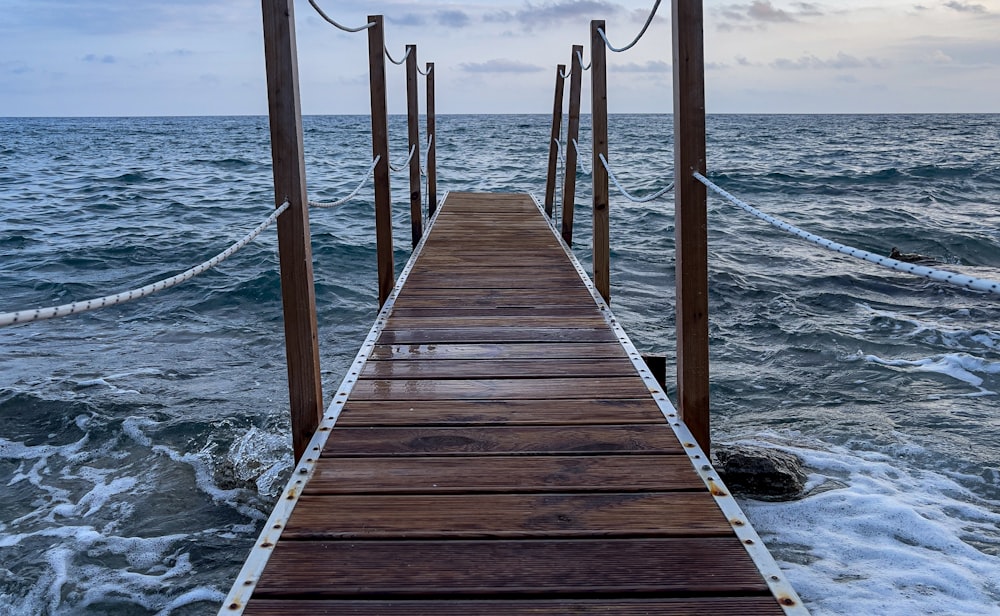 a wooden dock over water