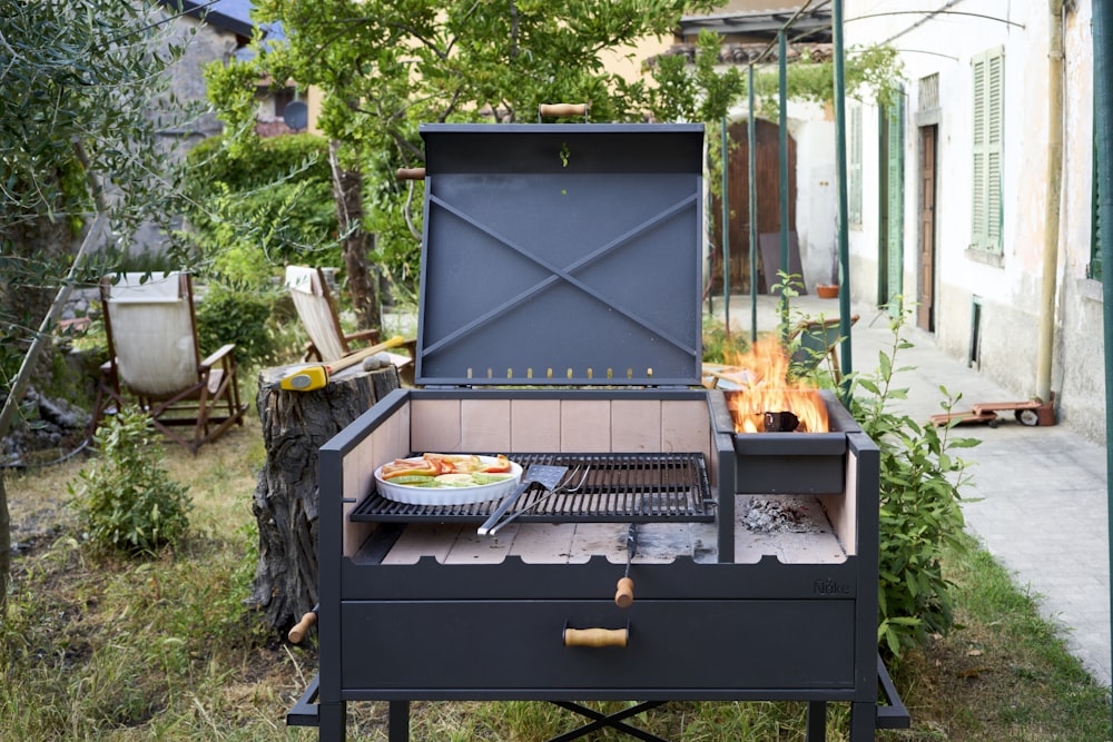 a grill with food on it