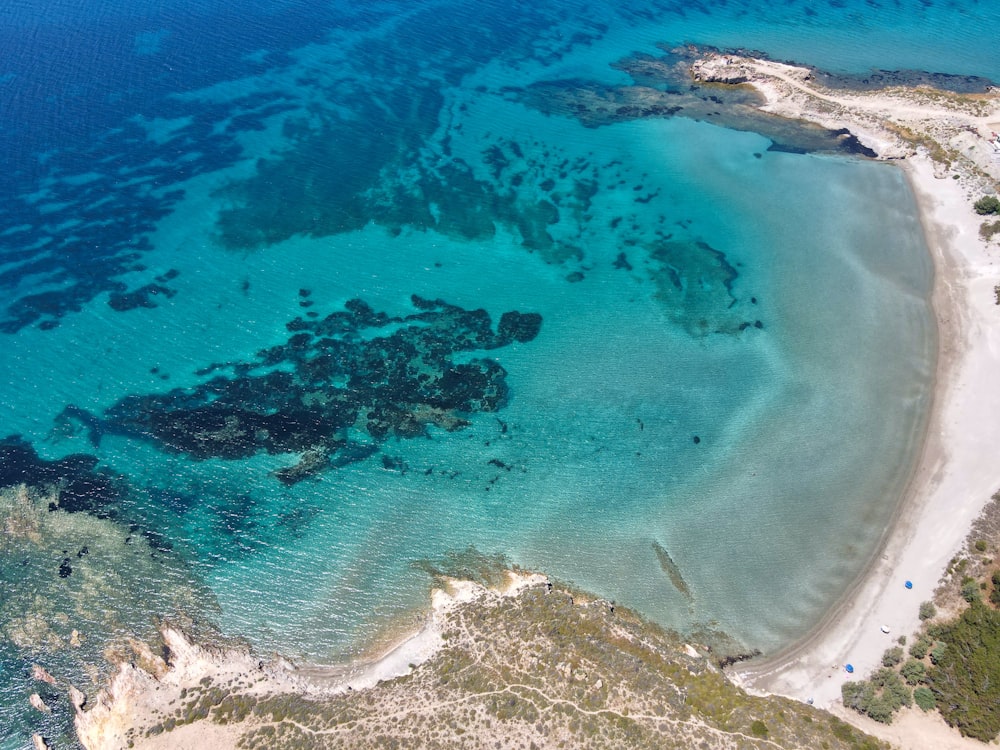 an aerial view of a beach