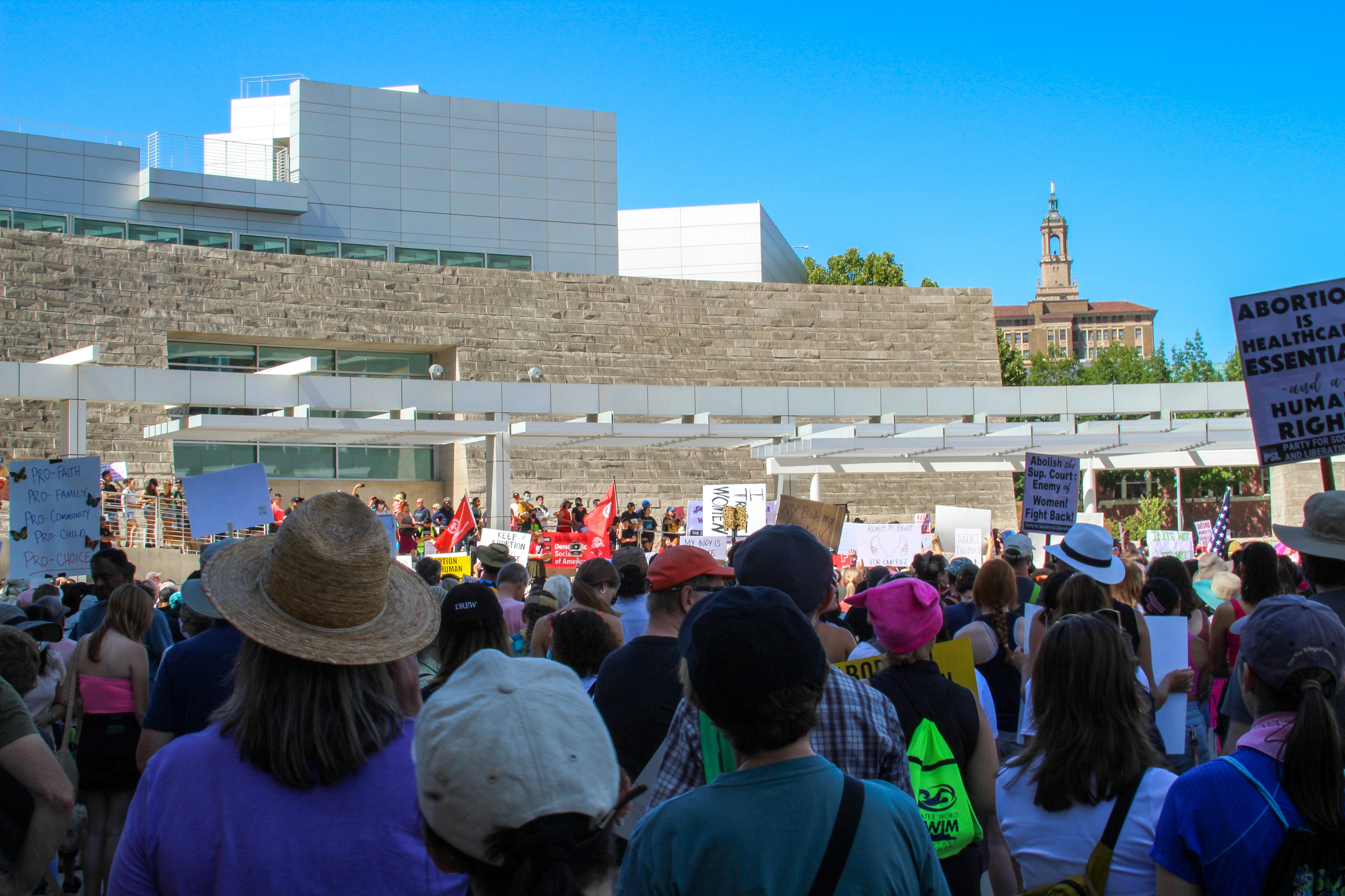 a crowd of people outside a building