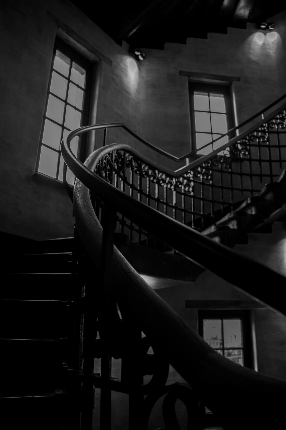 a staircase in a building