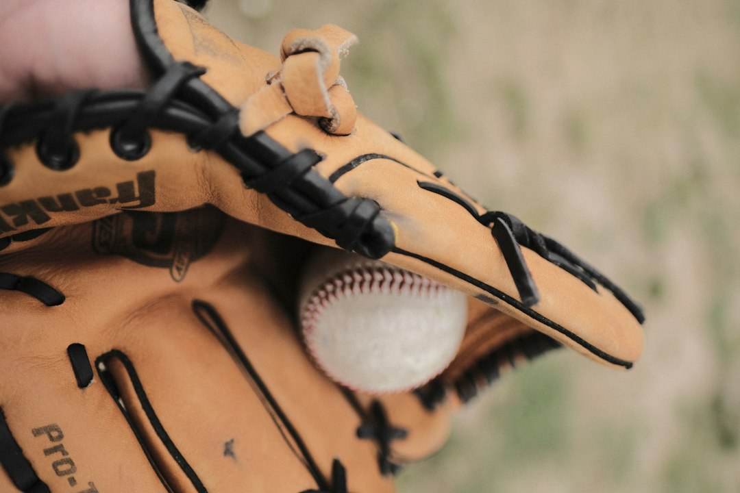 leather baseball glove closeup