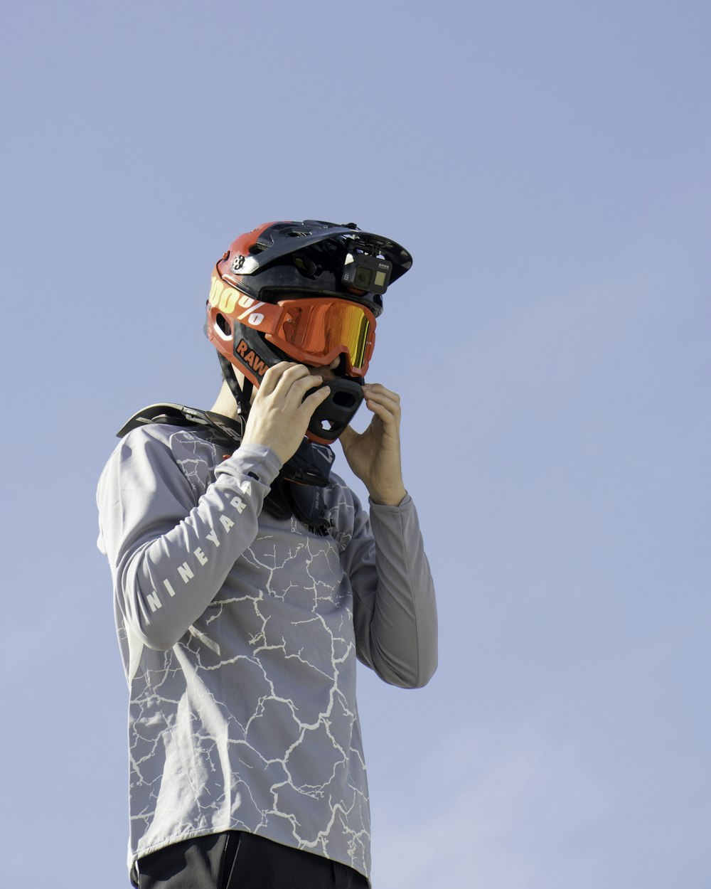 a person wearing a helmet and goggles