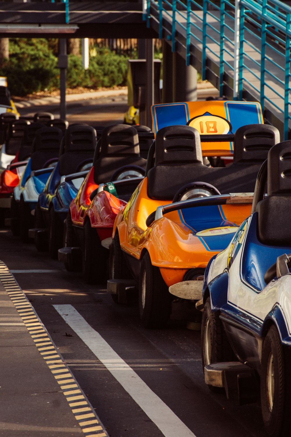 a row of cars parked