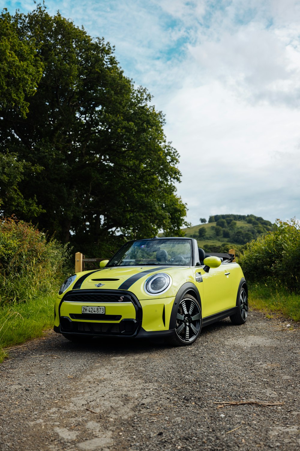 a yellow sports car