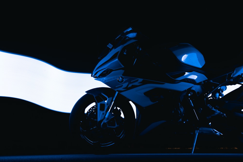 a motorcycle with blue lights