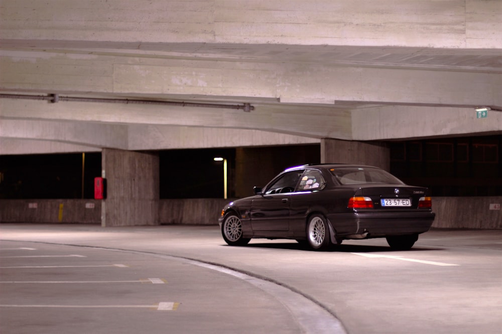 a car parked in a parking garage