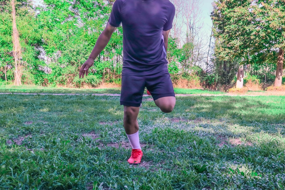 a man walking in a park