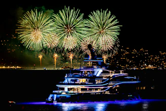fireworks over a boat