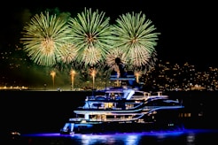 fireworks over a boat