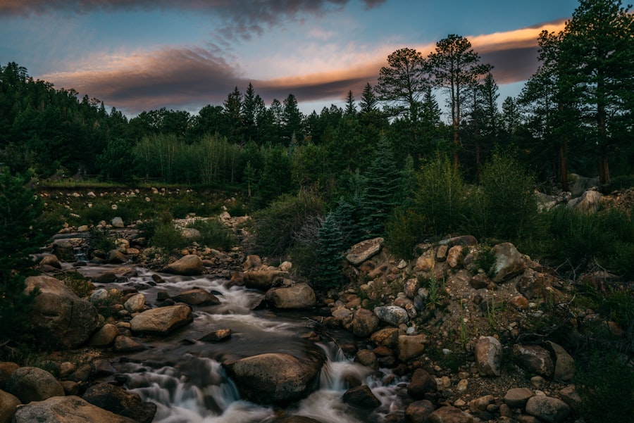 A Colorado mountain stream at dusk