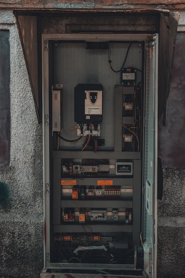 Electrical wiring and components in a panel enclosure