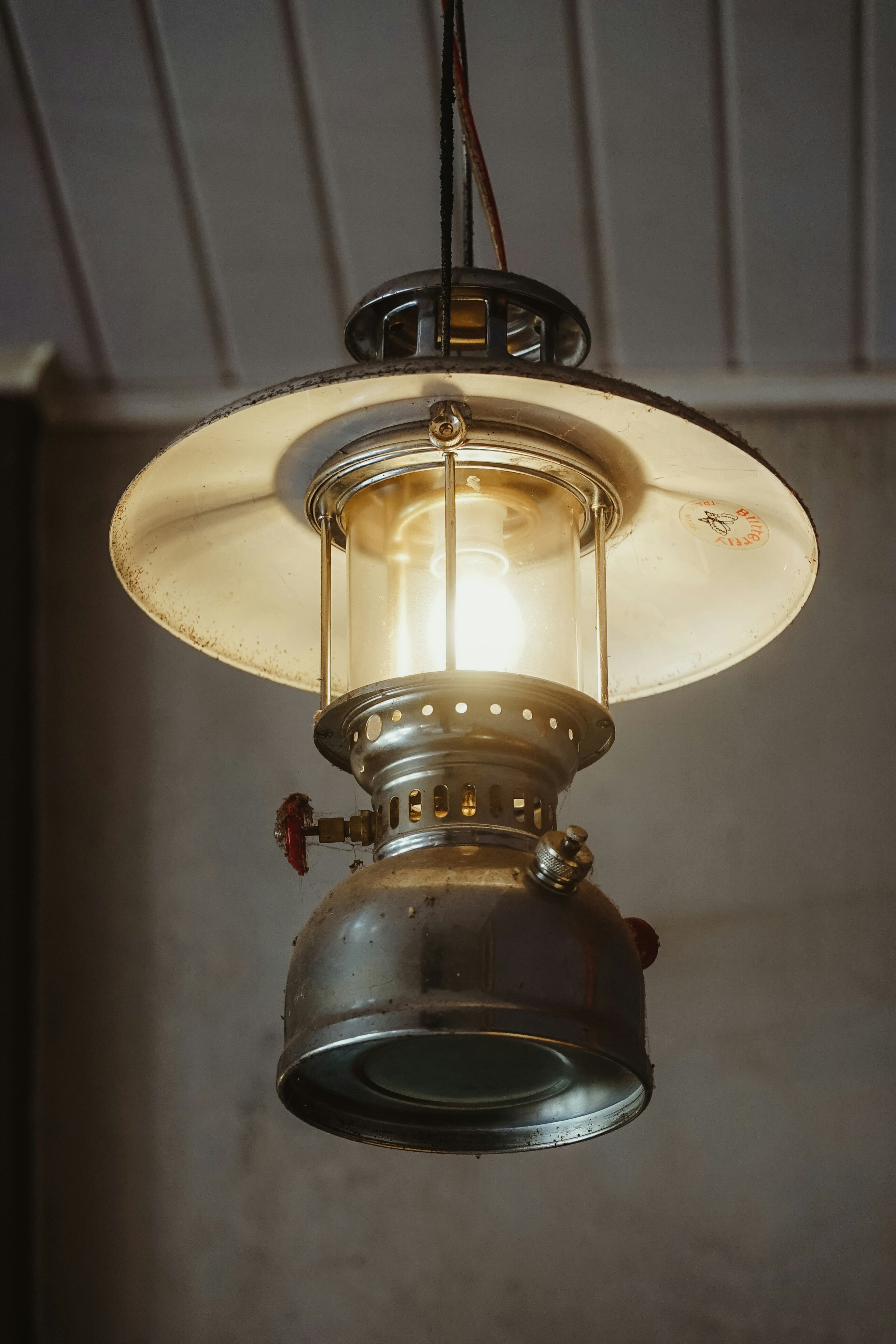 a light bulb from a ceiling