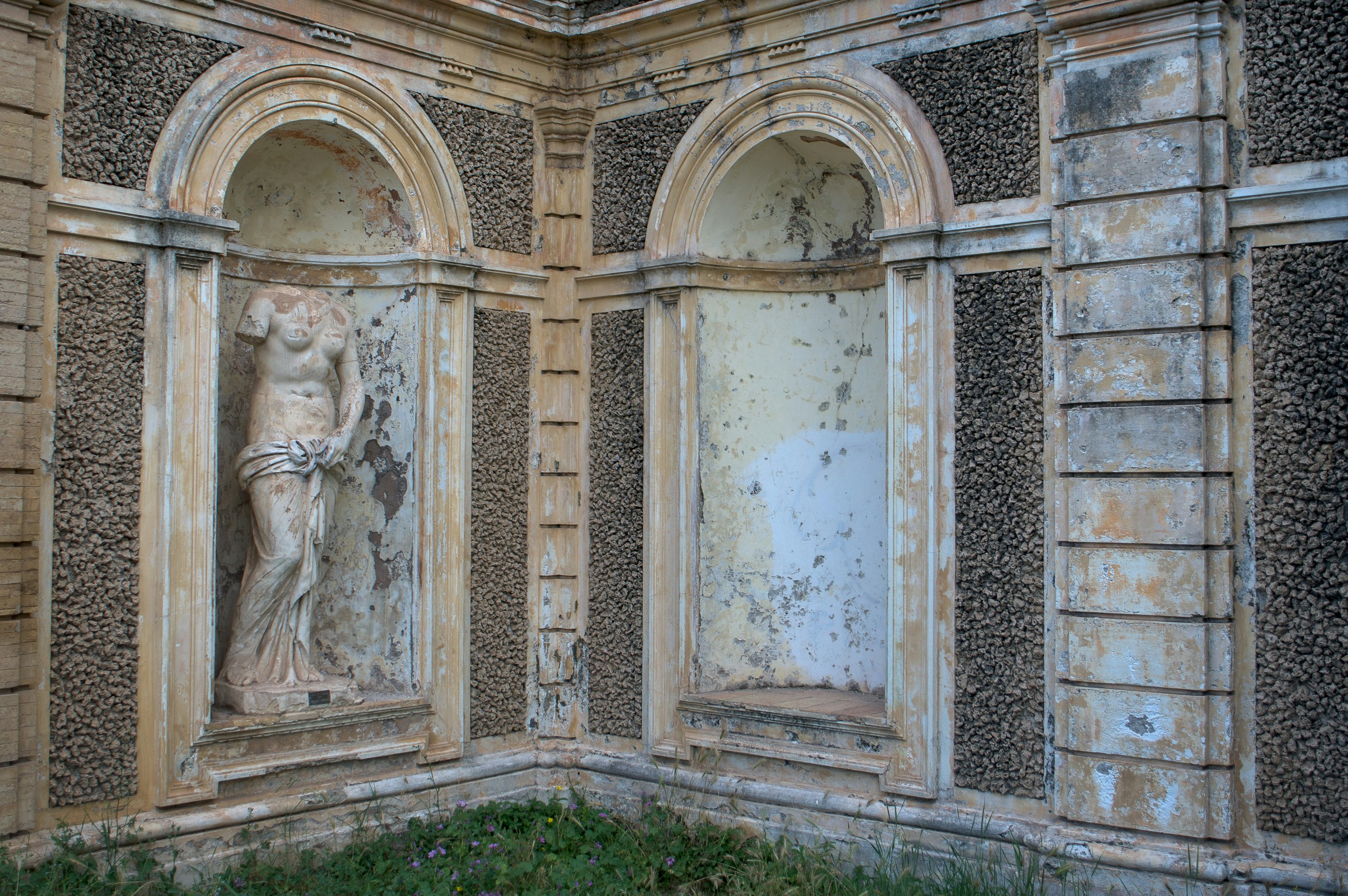 a stone building with carvings, Ruins of the Past III</p><p>Shot taken at Villa Pamphilj in Rome, Italy. Sadly, it
