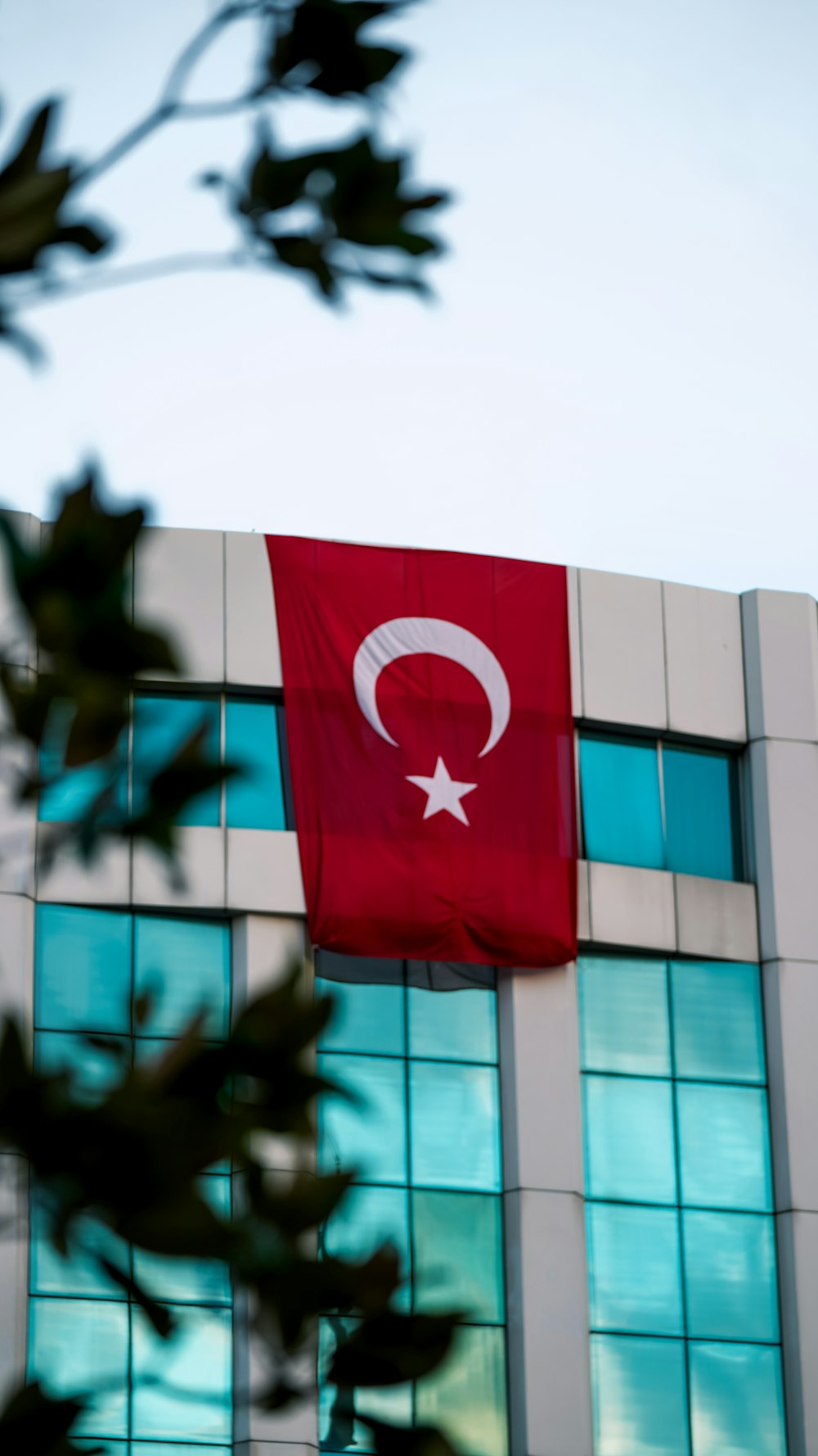 a flag on a building