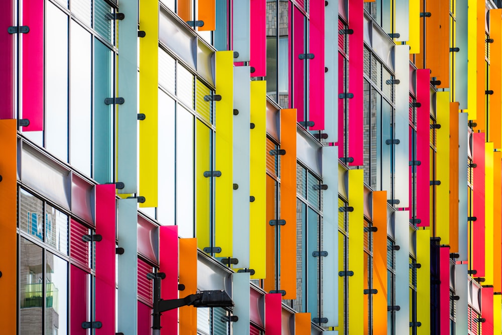 a row of colorful buildings