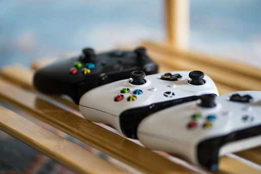 a group of game controllers