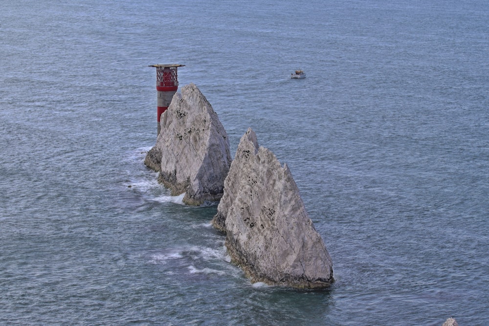 a rock in the water