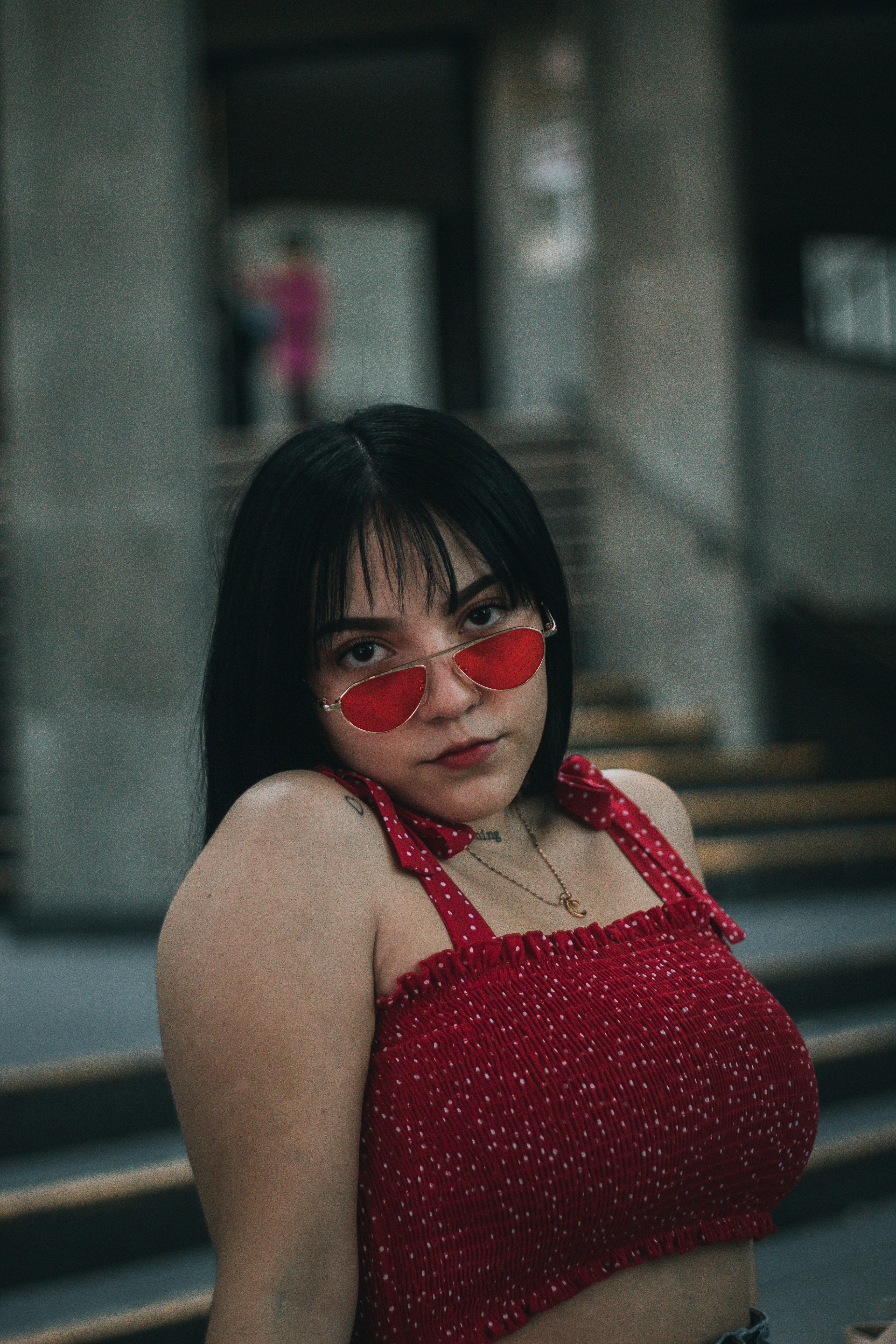 a person with red paint on the face