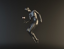 Futuristic AI assistant hologram floating above a user’s hand in a dark room with neon accents.