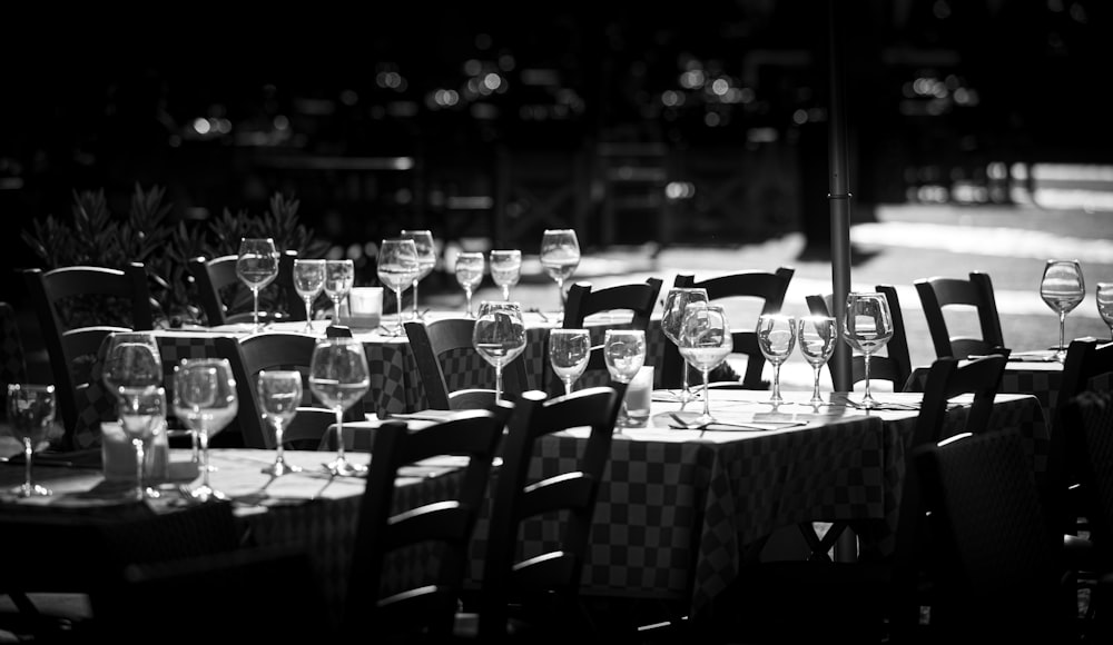 a table with glasses on it