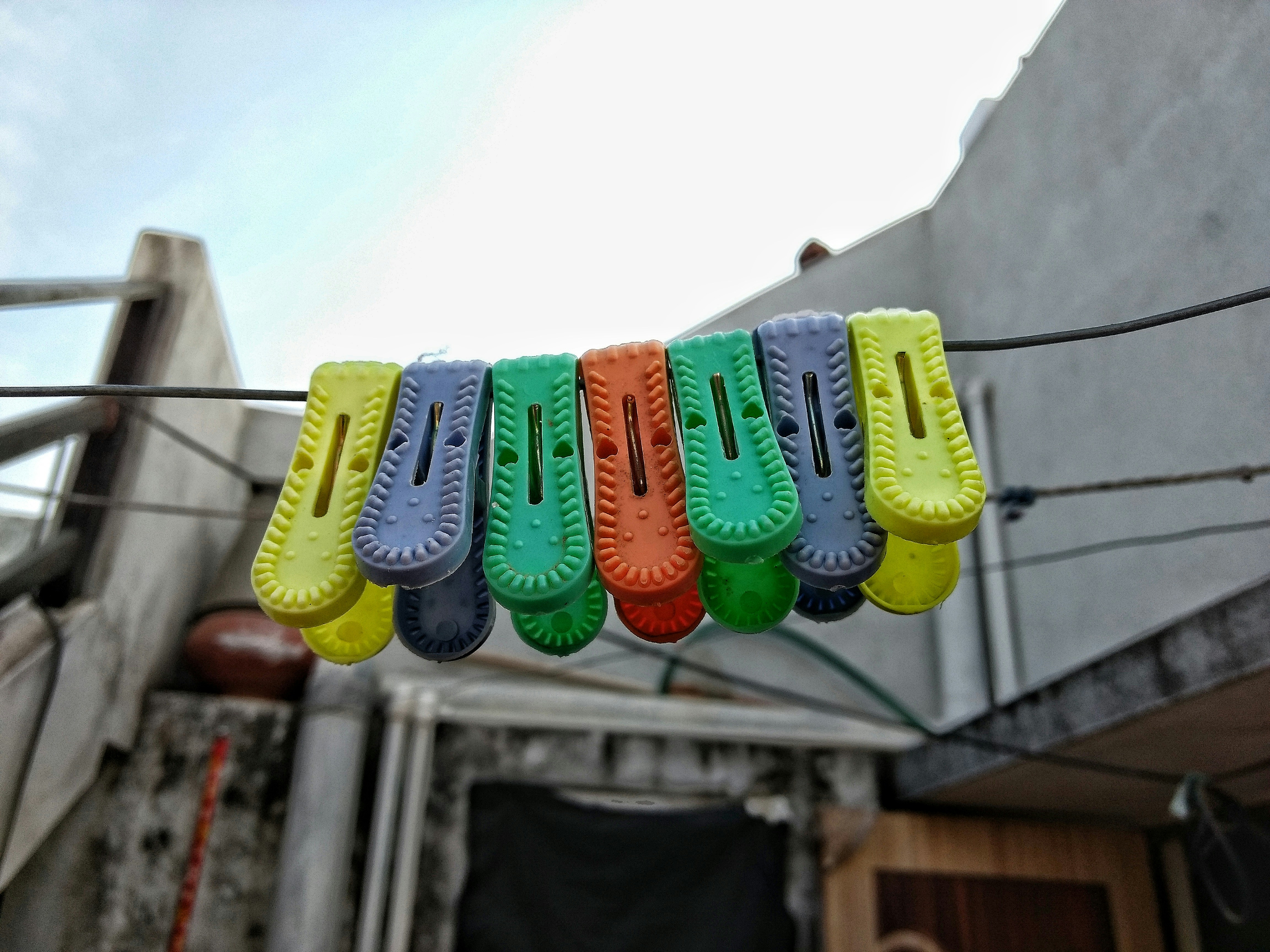 a row of shoes on a rack
