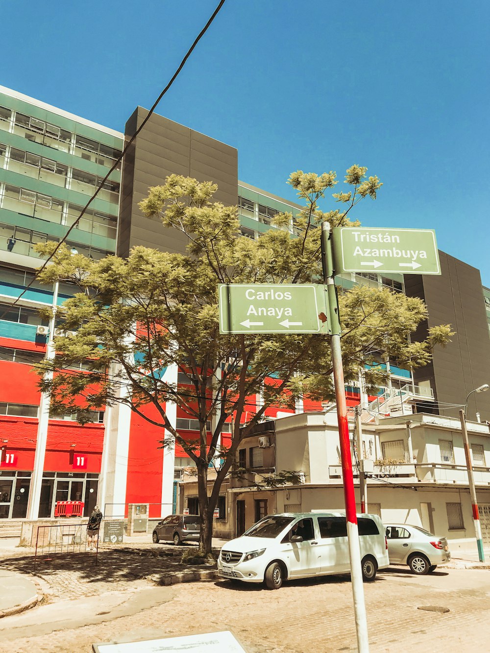 a street sign in front of a building