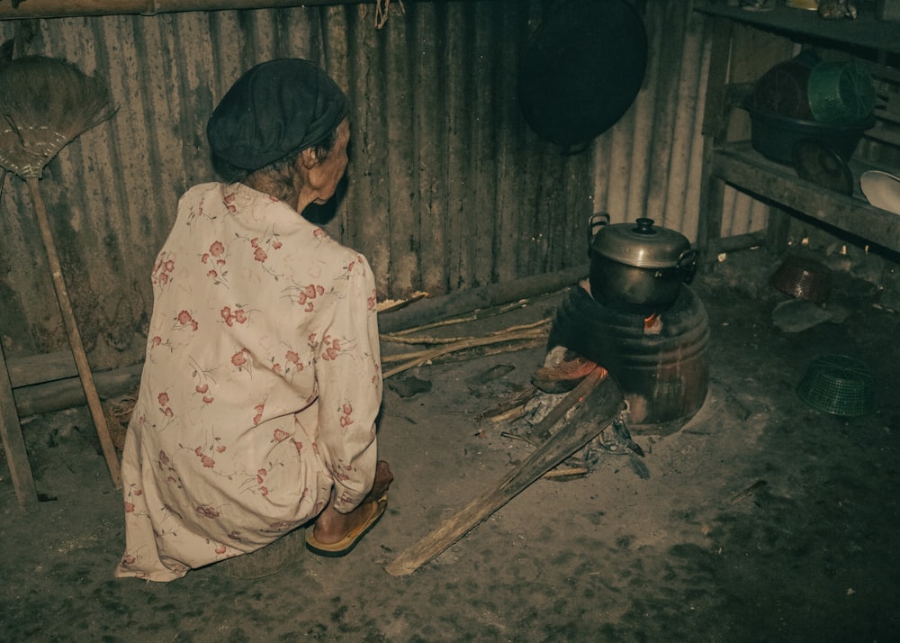 a person sitting in a room