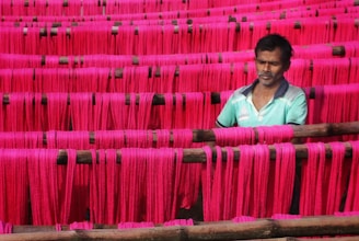 A man working in textile farm
