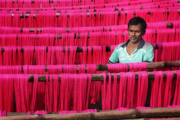 A man working in textile farm