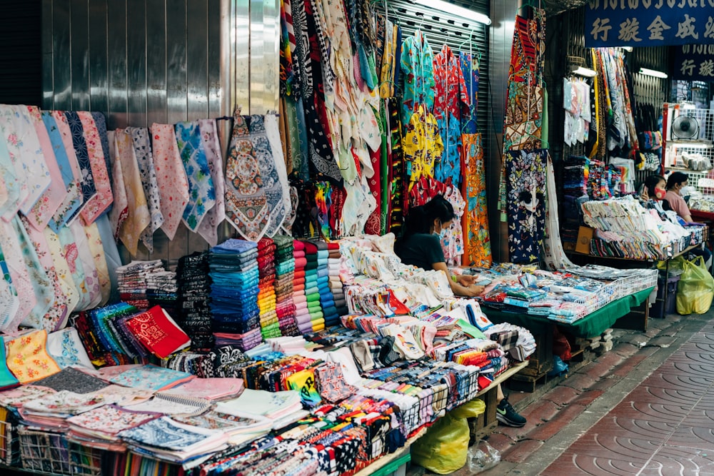 a street market with lots of merchandise